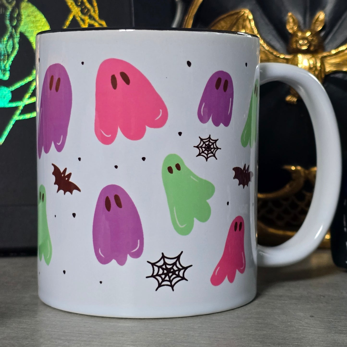 Ghost Pastel Mug, Halloween Coffee Mug, Bookish Ghost Mug, Spooky Ghost Vibes Mug, Cute Halloween Mug, Fall Book Coffee Lover Mug