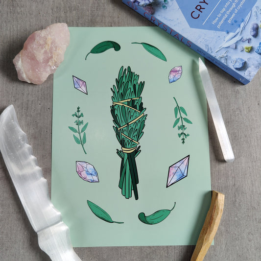 Crystals & Sage A4 Print