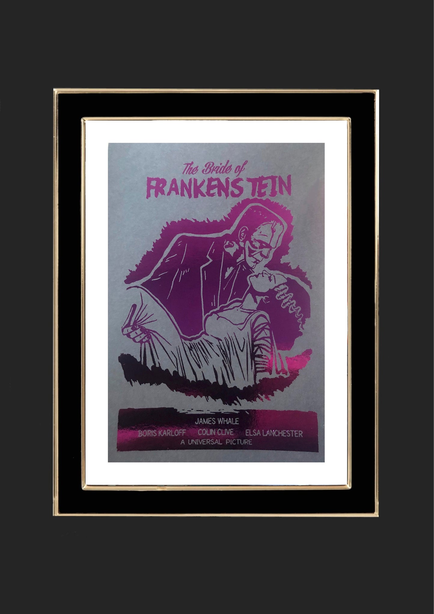 Bride of Frankenstein | Handmade Foiled Print | Spooky Poster | Retro Horror Artwork | Universal Monster Movie