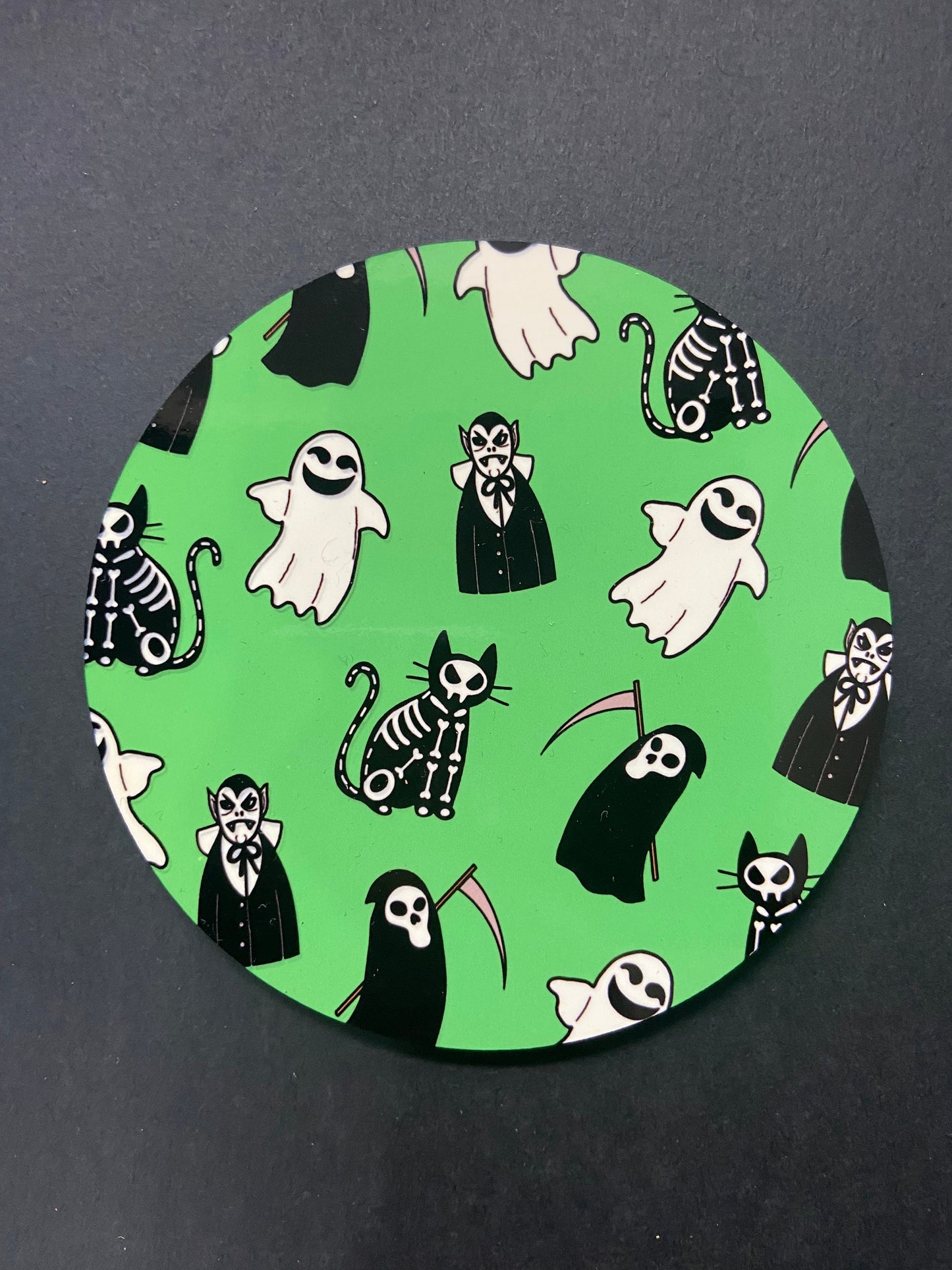 4 Pack Spooky Coasters | Halloween | Ghosts, Vampires, Cats, Grim Reaper