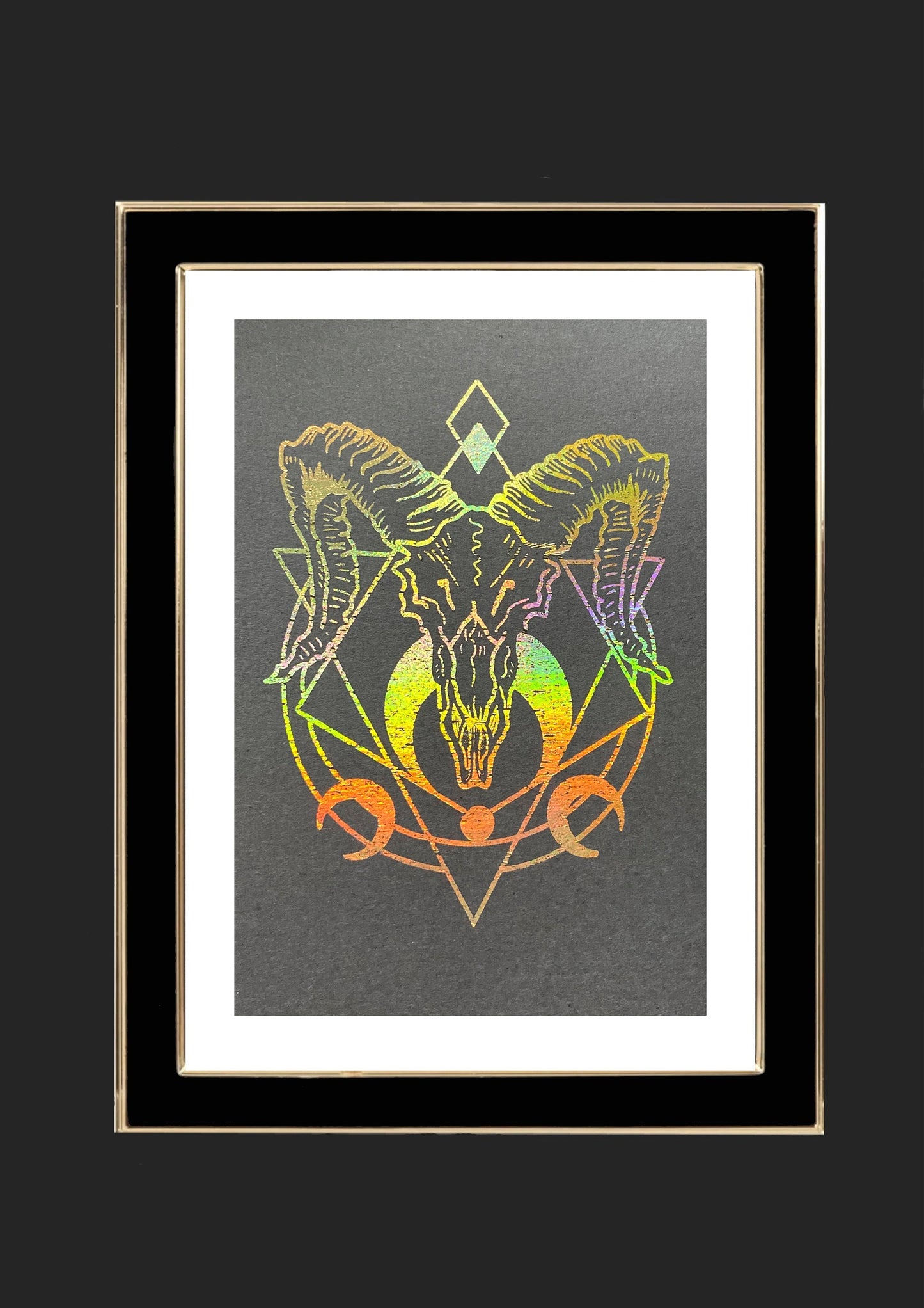 Ram Skull Foiled Print | Gothic Decor | Macabre